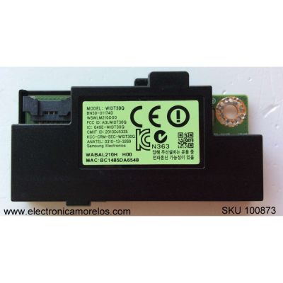 MODULO DE WIFI SAMSUNG BN59-01174D / WIDT30Q / UN46H7150AFXZA / UN50H6400AFXZA / UN55H6400AFXZA / UN60H6400AFXZA / UN65H6400AFXZA / UN55J6300AFXZA / UN65J630DAFXZA / UN65J6300AFXZA / UN48J5500AFXZA / UN75J630DAFXZA